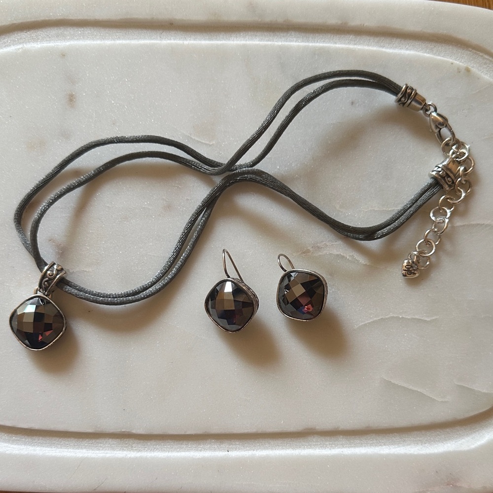Brighton Black and Silver Necklace Set